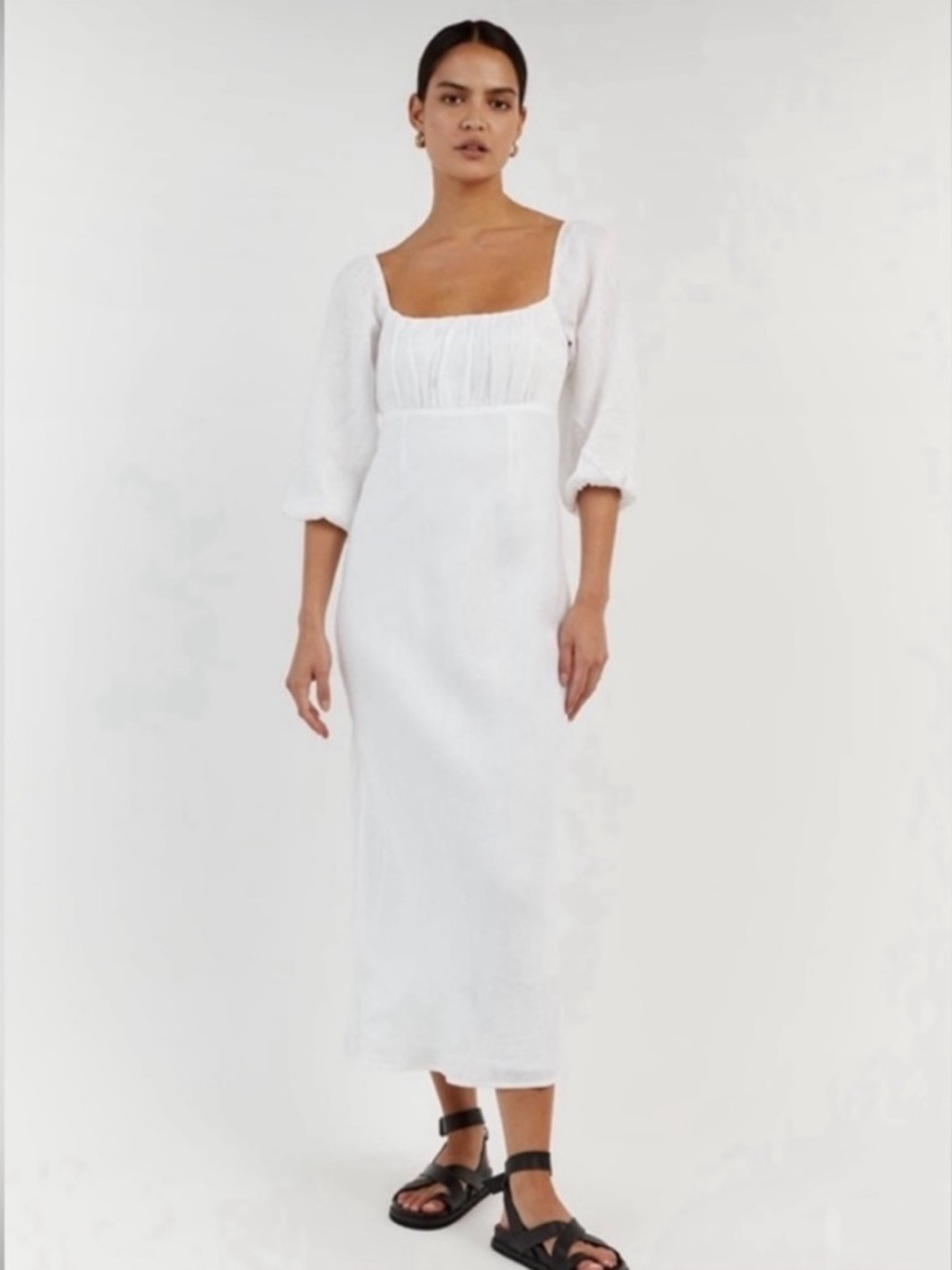 DISSH White Puff-Sleeve Maxi Dress - Picture 2 of 7